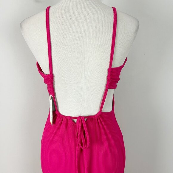 NEW Earthbound Pink Ribbed Maxi Dress Open Back Women's - Picture 2 of 4